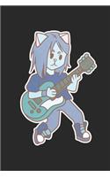 E-Guitar Music Cat Notebook: Graph Paper Journal 6x9 - 120 Pages