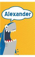 Alexander: Personalized Shark Draw and Write Diary Journal Log 120 Pages 6x9