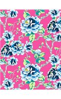 My Big Fat Journal Notebook Blue Tokyo Rose Pattern On Pink: 300 Plus Pages, Jumbo Sized Plain, Blank Unlined Journal Notebook For Journaling, Writing, Planning and Doodling In Large 8.5 by 11 Size(50 Jumbo Plain Journal 2)