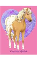 Composition Notebook: Love Horse Appaloosa Blonde on Pink College Ruled Lined Paper Book(3 Cn 7.44" X 9.69" 110pages)