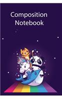 Composition Notebook: Large (6 x 9 inches) - 100 Pages - Blank Sketch - 60 Sheets -- Journal, Notebook, Workbook and Diary for Boys and Girls with Happy Unicorn style