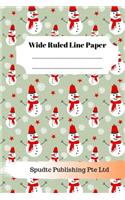 Cute Snowman Theme Wide Ruled Line Paper