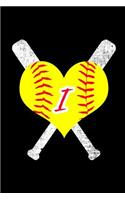 I Monogram Initial Softball Journal