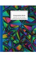 Composition Book Abstract Mosaic Blue, Green & Purple Wide Rule