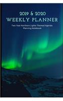 2019 & 2020 Weekly Planner Two Year Northern Lights Themed Agenda Planning Notebook