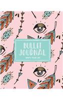 90 Days Blank Bullet Journal, Dated Notebook 8x10 150 P, Cute Ethnic Boho Pastel Mint Pink Pattern: Large Quarterly Bullet Journal Blank Pages with Number
