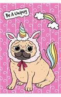Bullet Journal Notebook for Dog Lovers Funny Unicorn Pug 4: Graph Design - 162 Numbered Pages with 150 Graph Style Grid Pages, 6 Index Pages and 2 Key Pages for Journaling, Writing, Planning and Doodling, for