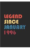 Legend Since January 1996: Retro Lined Notebook, Journal, Organizer, Diary, Composition Notebook, Gifts for the Family, Friends or Boys & Girls Born In January 1996: Lined Not