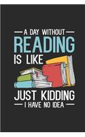 A Day Without Reading: Graph Paper Notebook (6" x 9" - 120 pages) Reader Themed Notebook for Daily Journal, Diary, and Gift
