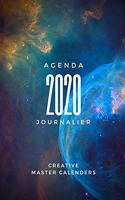 Agenda 2020 Journalier: Le calendrier journalier avec une page par jour - Format A5 - Idéal pour le travail, la famille et l'étude - Globe dans l'espace Motif