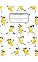 Composition Notebook 4x4 Graph Paper: Funny Karate Banana Notebook 8.5 X11 Inches Blank Lined Writing Book