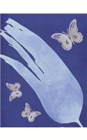 Calligraphy Paper Notebook: White Butterflies with Blue Background