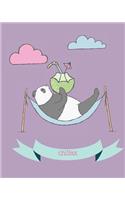 Chillax: Cute cartoon panda notebook, notepad journal or blank book. Adorable cool hand drawn chillax relaxing panda illustration featuring funny cute panda 