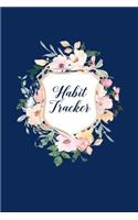 Habit Tracker: Custom 36 Month Habit Tracker + Monthly Recap to Track Your Progress, Navy Floral Crest