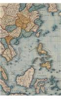 Southeast Asia and China Vintage Map Field Journal Notebook, 100 pages/50 sheets, 4x6