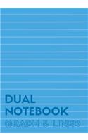 Dual Notebook Graph & Lined: Large Notebook with Lined and Graph Pages Alternating, 7 X 10, 120 Pages (60 College Ruled + 60 Grid Lined), Blue Soft Cover