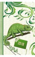 Lizard 2018 Diary: 13 Months & Week to Page Reptile Design Planner 130 Pages 6"x 9" with Contacts - Password - Birthday Lists & Notes