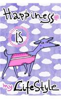 Journal Notebook For Dog Lovers, Happiness Is My Lifestyle Purple Dog 3