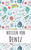 Notizen von Deniz: Liniertes Notizbuch für deinen personalisierten Vornamen