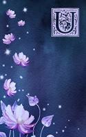 U: Monogram Initial Notebook with Purple floral design