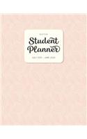 Dated Student Planner July 2019 - June 2020: High School or Middle School Planner with Subject Blocks - Pastel Pink Leaves