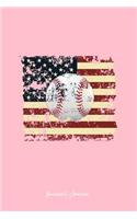 Baseball Journal: Lined Journal - Baseball USA Flag Cool Baseball Player Gift - Pink Ruled Diary, Prayer, Gratitude, Writing, Travel, Notebook For Men Women - 6x9 120