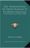 Des Transactions En Droit Romain Et En Droit Francais