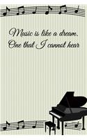 Music is like a dream. One that I cannot hear