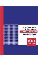 5 squares per inch quad ruled notebook: AmazonBasics Graph Ruled Loose Leaf Filler Paper, 100 Sheet, 11 x 8.5 Inch, 6-Pack