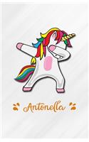 Antonella A5 Lined Notebook 110 Pages: Funny Blank Journal For Personalized Dabbing Unicorn Family First Name Middle Last. Unique Student Teacher Scrapbook/ Composition Great For Home Sch