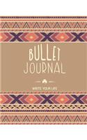 Bullet Journal Dot Grid, Daily Dated Notebook Diary, Brown Ethnic Boho Pattern