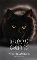 Black Cats Weekly Planner 2018: 16 Month Calendar