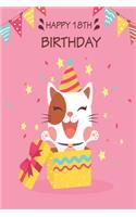 18 Year Old Girl Cats Notebook Birthday Gift