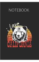 Notebook: I Love California Retro Californian Gift California Bear Wide Ruled Primary for Girls Kids Elementary Student Teacher School Supplies Journal NoteBo