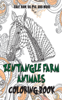 Zentangle Farm Animals - Coloring Book - Calf, Ram, Ox, Pig, and more