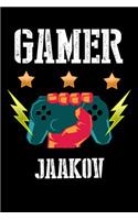 Gamer Jaakov: Liniertes Notizbuch für deinen Vornamen