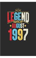 Legend Since August 1997: Dotted Bullet Notebook - 22nd Birthday Gift or 22nd Anniversary Gift Idea