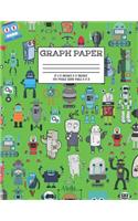 Graph Paper: Notebook Cute Robot Robotic Pattern Green Cover Graphing Paper Composition Book Cute Pattern Cover Graphing Paper Composition Book