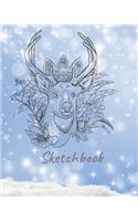 Sketchbook: Notebook Winter/snow/ Deer / fawn/Sketchbook Winter/ Notebook Journal Winter Workbook Diary / Christmas Notebook/ Gift /Composition Blank 8x10 120 p