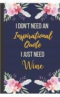 I Don't Need An Inspirational Quote I Just Need Wine