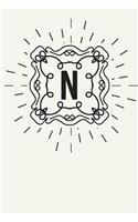 N: 110 College-Ruled Pages - Monogram Journal and Notebook with a Light Background and Classic Line Design - Personalized Initial Letter Journal - Mono