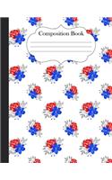 Composition Book: Americana Floral Print 8.5"x11" journal notebook college ruled for girls women