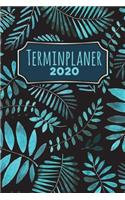 Terminplaner 2020: Jahresplaner von September 2019 bis Dezember 2020 mit Farn Pflanzen Muster Planer mit 174 Seiten in weiß im Format A5 mit glänzendem Soft Cover.