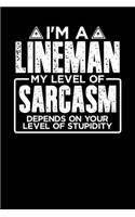 I'm a Lineman My Level of Sarcasm Depends on your Level of Stupidity: Personal Planner 24 month 100 page 6 x 9 Dated Calendar Notebook For 2020-2021 Academic Year
