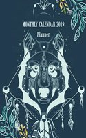 Monthly Calendar 2019 Planner: Blue Dog Cover, Daily journal Planner,12 Months Calendar, schedule planner, Agenda Planner,12 Month, January 2019 to December 2019 242 pages 8.5" x 