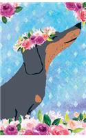 Journal Notebook For Dog Lovers Dachshund In Flowers: 162 Lined and Numbered Pages With Index Blank Journal For Journaling, Writing, Planning and Doodling.