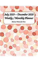 July 2019 - December 2020 Weekly / Monthly Planner Abstract Watercolor Dots