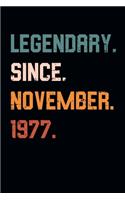 Blank Lined Journal, Notebook, Diary, Planner - Legendary Since November 1977 - 42nd Birthday Gift For 42 Years Old Men and Women born in November: Medium College-Ruled Journey Diary, 110 page, Lined, 6x9 (15.2 x 22.9 cm)