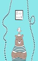 Notebook: Cute bear and little bird cover and Dot Graph Line Sketch pages, Extra large (8.5 x 11) inches, 110 pages, White paper, Sketch, Notebook journal(1 Cute Bear and Little Bird Cover)