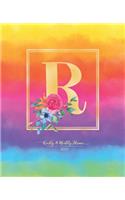 Weekly & Monthly Planner 2020 R: Rainbow Colorful Watercolor Monogram Letter R with Flowers (7.5 x 9.25 in) Vertical at a glance Personalized Planner for Women Moms Girls and School